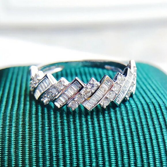 NEW 925 Sterling Silver Diamond Ring Band - Picture 5 of 6